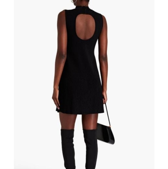 THEORY Cutout Metallic Ribbed Knit Fit-and-Flare Sleeveless Dress In Merlot - Picture 5 of 16